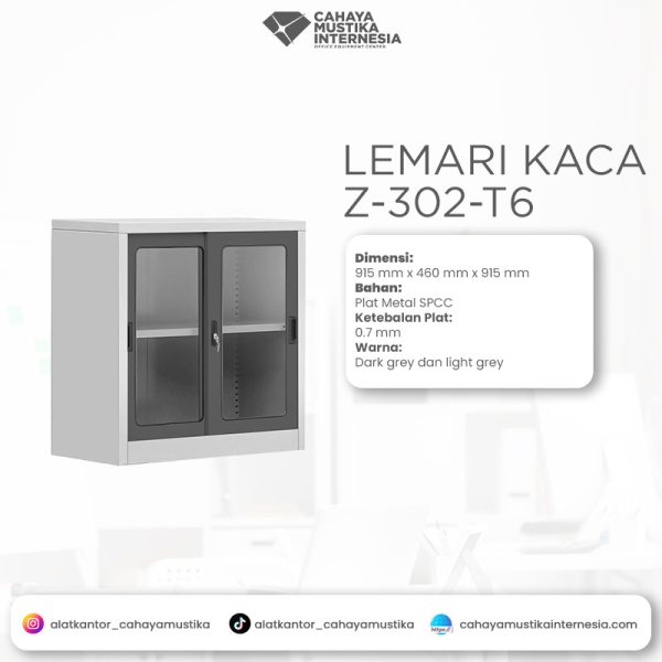 Lemari Arsip Sliding Door Glass Zeco Z-302-T6